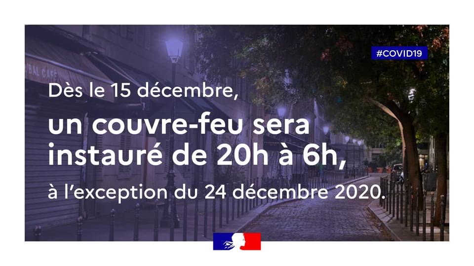 15 décembre : couvre-feu dès 20h00 jusqu’à 6h00